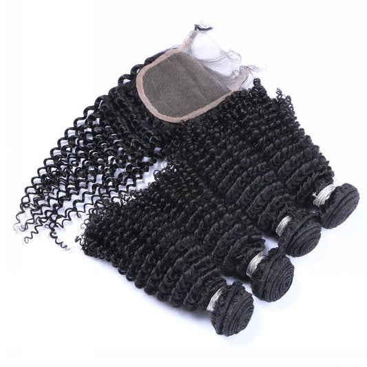 4 Mink Kinky Curly Bundles + Closure